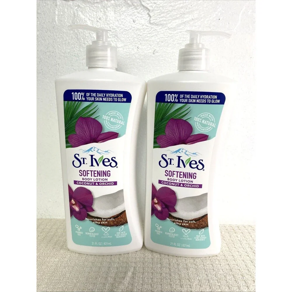 St. Ives Softening Body Lotion Coconut & Orchid Extract 21oz Pack Of 2 Nourishes